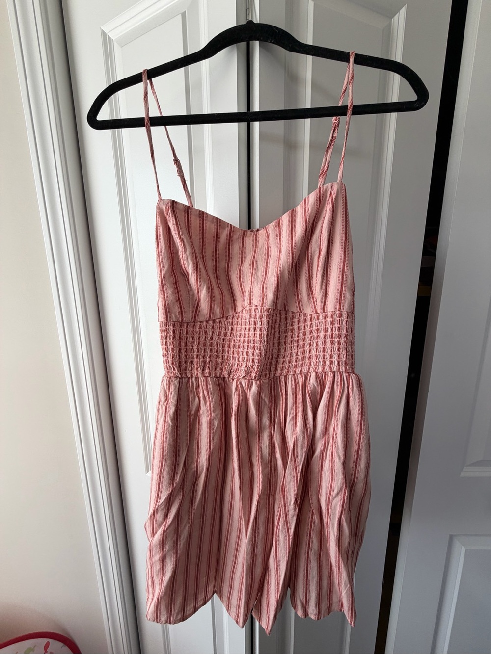 American Eagle Outfitters Pink Striped Smocked Romper